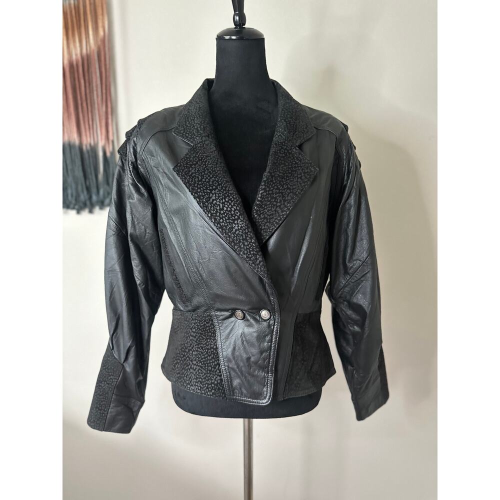 NORTH POLE Vintage 1980's Patchwork Cropped Leather Jacket Size M